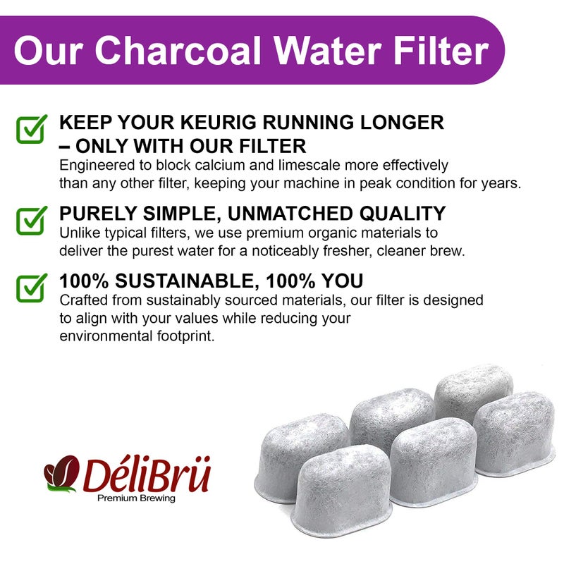 Delibru Keurig Filter Replacement, 6Pack KEURIG Compatible Water Filter Cartridges by Delibru for Keurig 2.0 and 1.0 Coffee Makers - Image 3